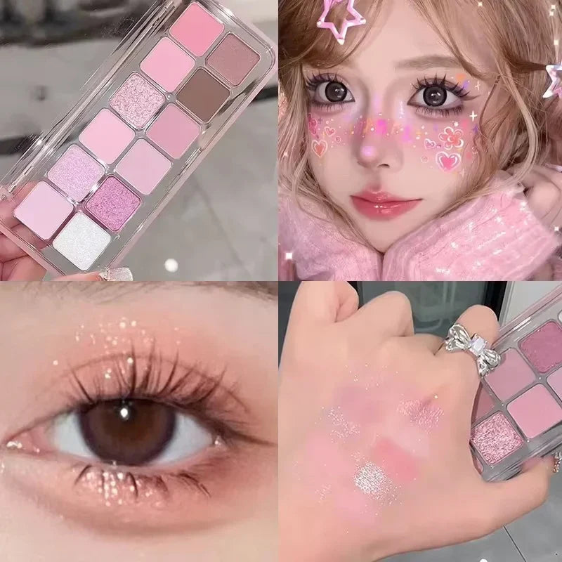 12 Colors Pink Eye Shadow Palette for Beginners