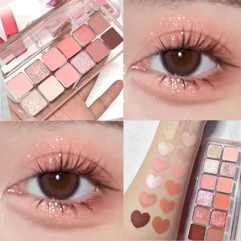 12 Colors Pink Eye Shadow Palette for Beginners