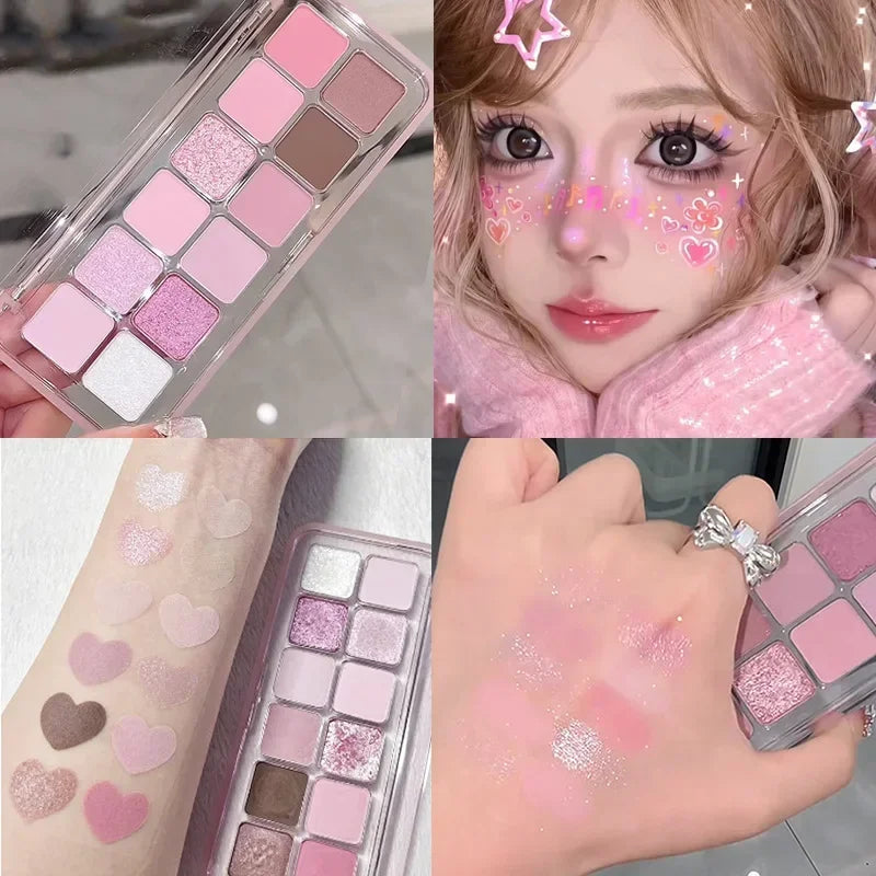 12 Colors Pink Eye Shadow Palette for Beginners