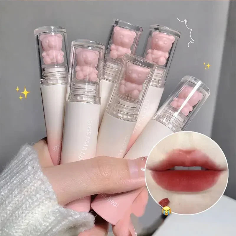 Cute Bear Matte Muse Lip Mud Long Lasting Lipgloss Velvet Mist