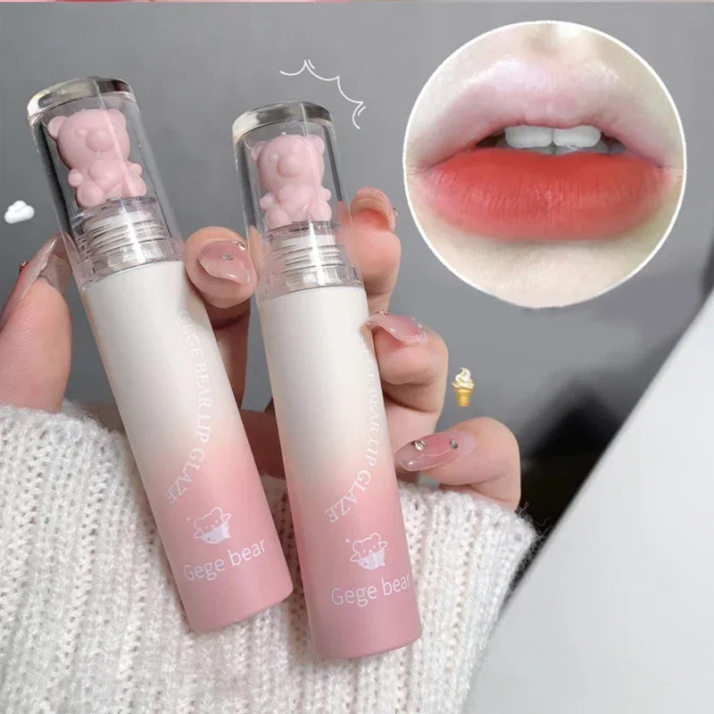 Cute Bear Matte Muse Lip Mud Long Lasting Lipgloss Velvet Mist