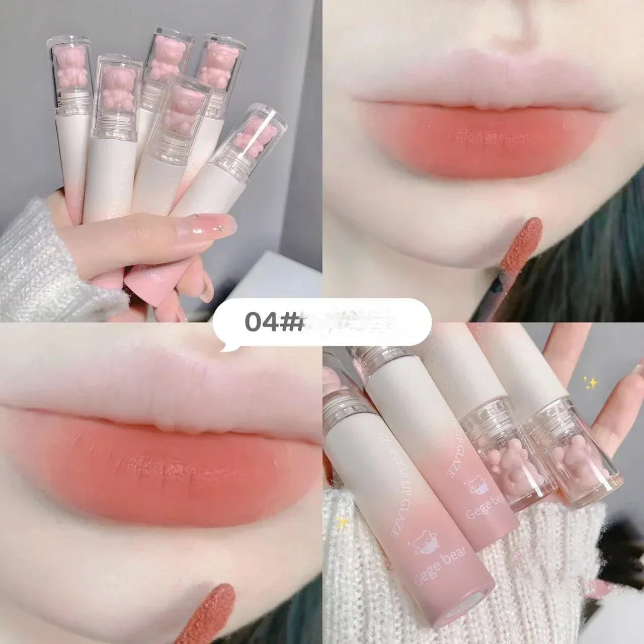 Cute Bear Matte Muse Lip Mud Long Lasting Lipgloss Velvet Mist